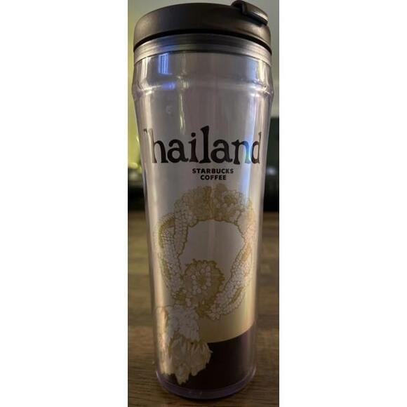 Starbucks Thailand Travel Tumbler 12 Oz Brown Lid Plastic Insulated LIMITED - Picture 2 of 6